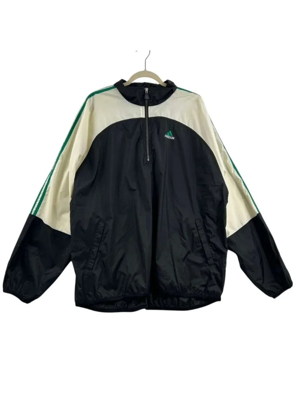 Vintage 90s Adidas Hooded Jacket Men's Size XL Multicolor Windbreaker 1/4 Zip
